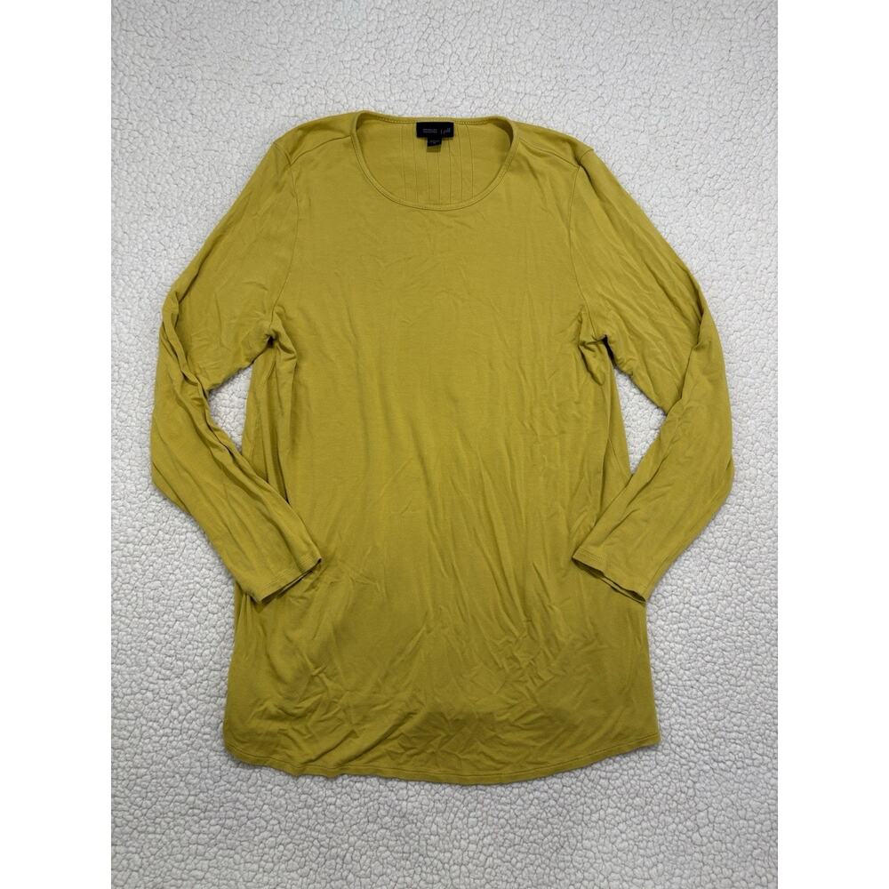 J. Jill Wearever Collection Womens Tunic Size M Pleated Back Long Sleeve Yellow